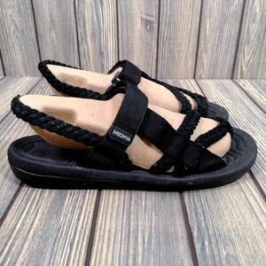 Megnya Braided Sandals Black Comfort Slip On Strappy Slingback Women 10.5 Summer